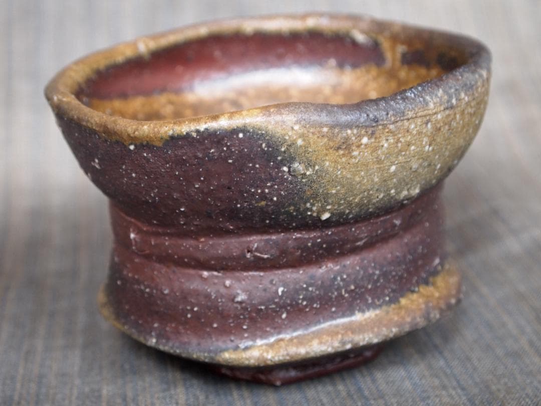 M☆N★隠崎隆一【師：伊勢崎淳】★備前≪窯変≫茶碗★共箱・布 ・栞★黒田陶