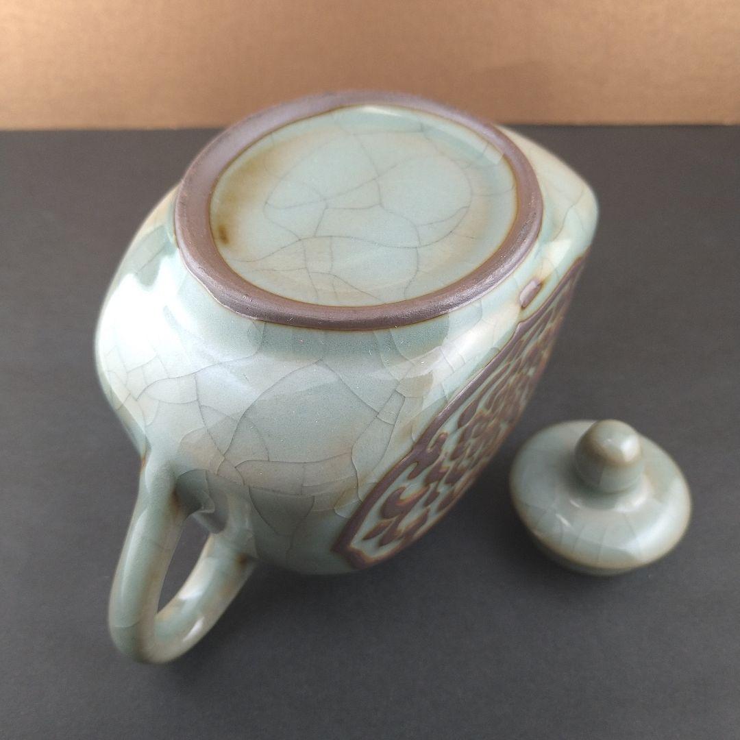 中国　人間国宝　毛正聪　毛正聡　竜泉青磁　茶壺　中国茶器　急須