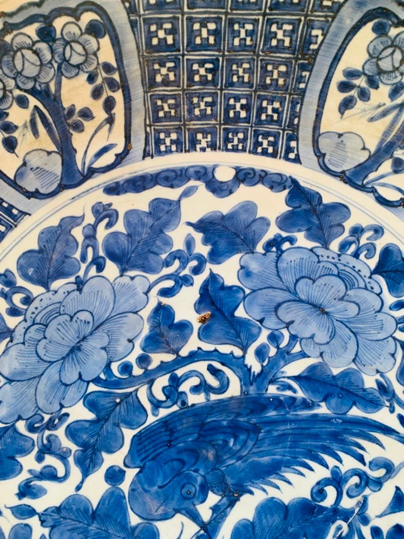 中国明時代花鳥文様 平皿 直径約46cm(phuonganh05206)