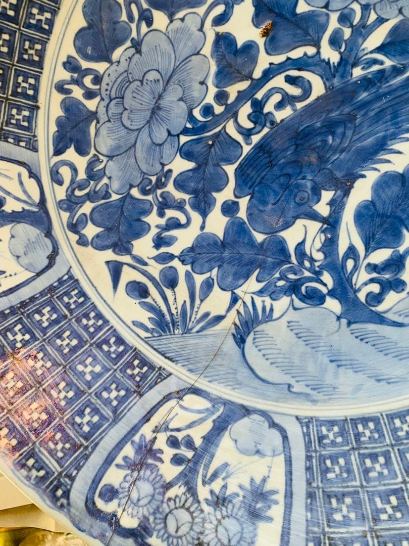 中国明時代花鳥文様 平皿 直径約46cm(phuonganh05206)