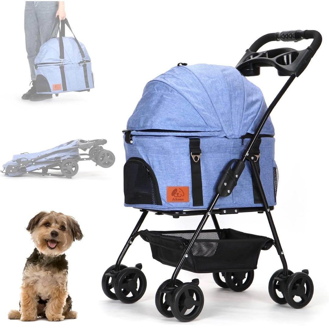 ペットカート 2WAY 4輪360°回転 折りたたみ 猫犬兼用 軽量コンパクト