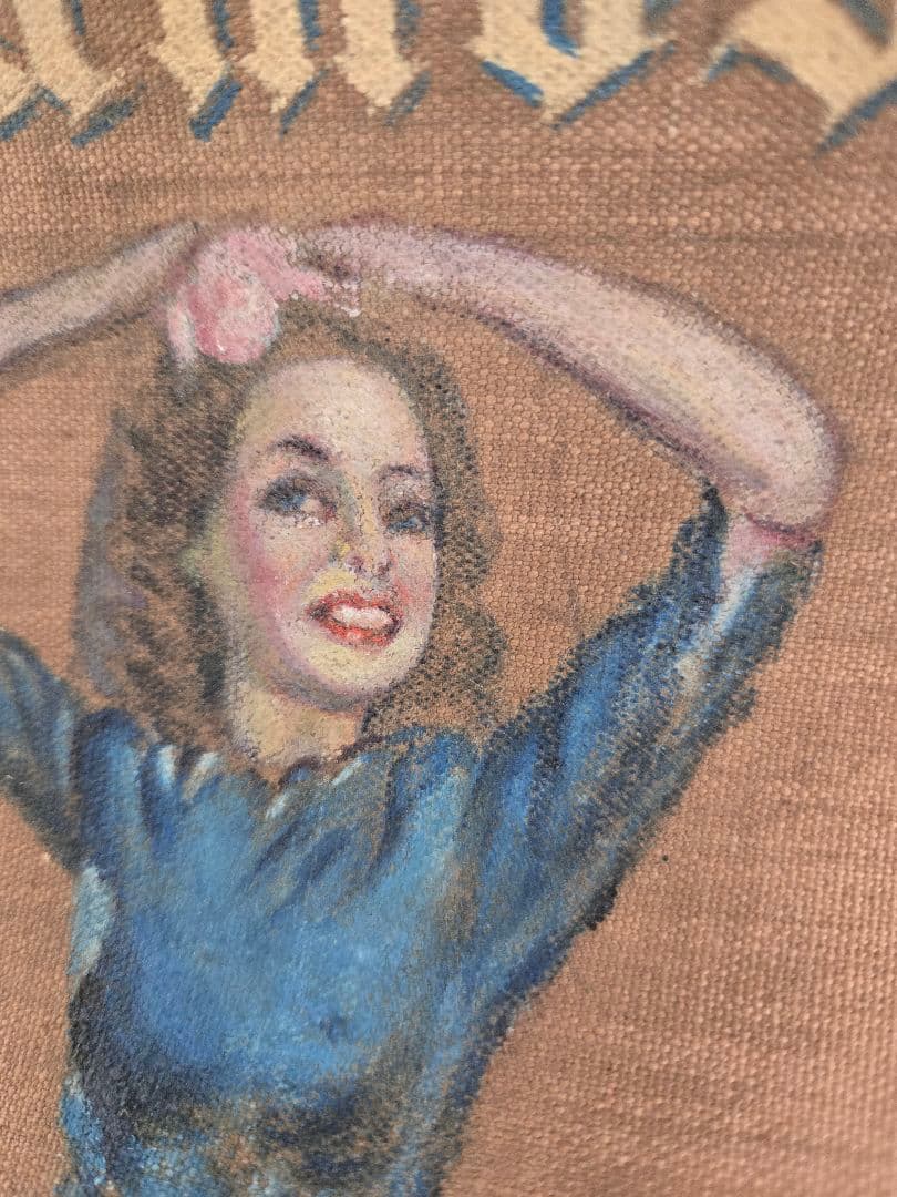 第二次大戦頃　実物　珍品　米陸軍バッグ　ピンナップガールペイント