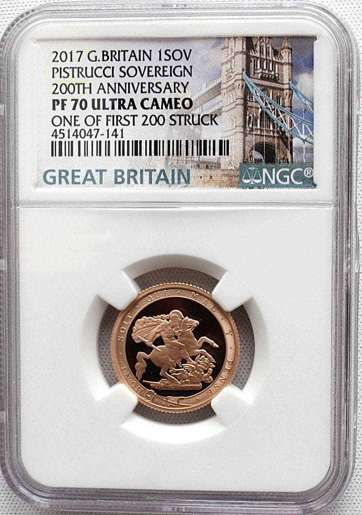 2017年イギリス 近代ソブリン発行200周年記念ソブリン NGC PF70UC