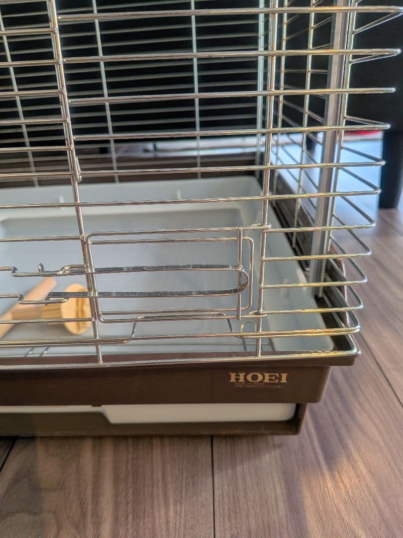 おやすみカバー付き　HOEI 中型鳥かご 引き出し式トレー付き　オカメインコ