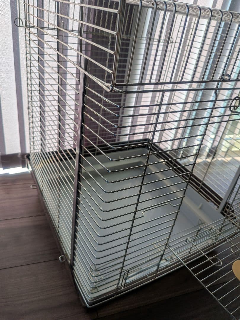 おやすみカバー付き　HOEI 中型鳥かご 引き出し式トレー付き　オカメインコ