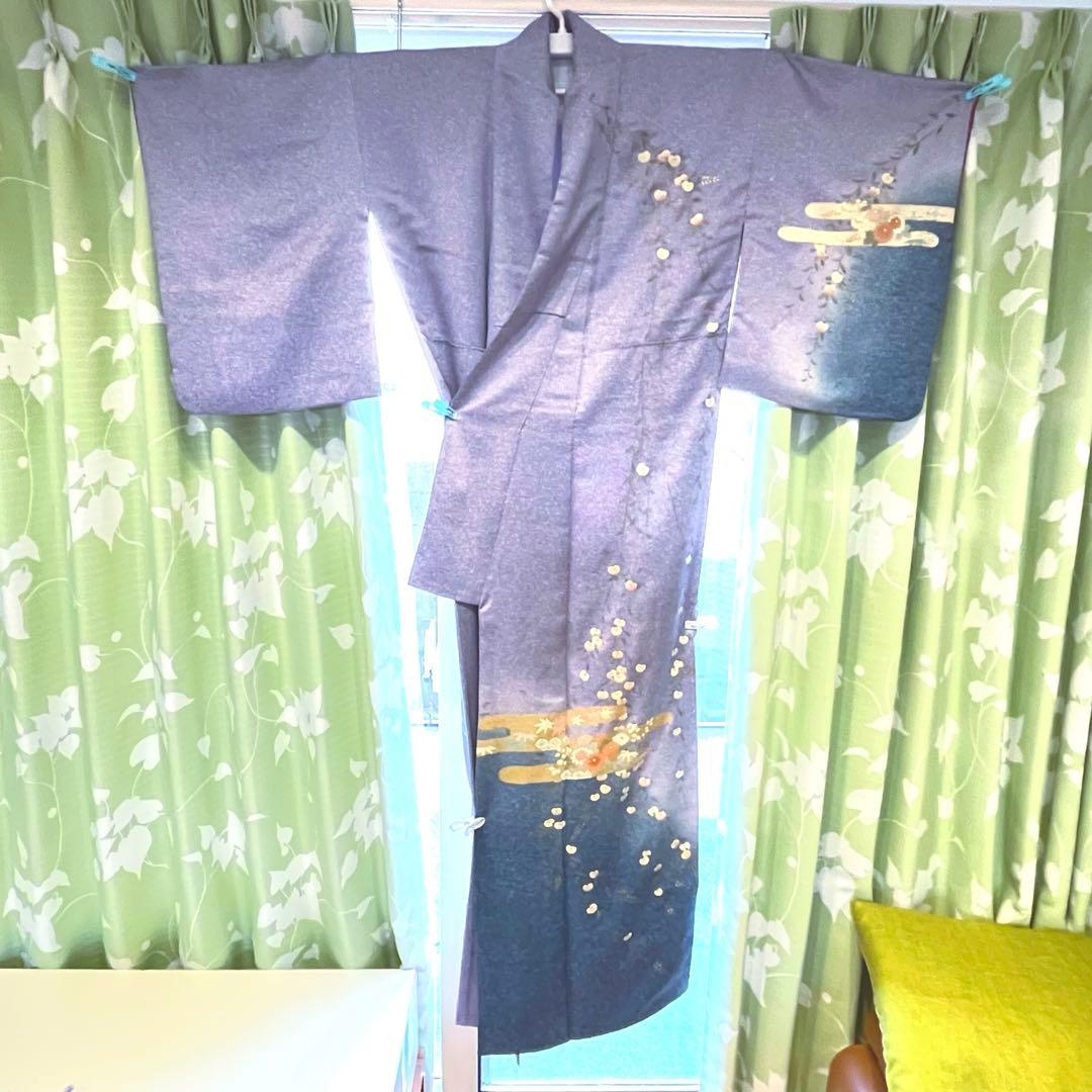 薄紫色の花柄京友禅訪問着・花柄刺繍帯・帯揚げ・帯締め・長じゅばんフルセット