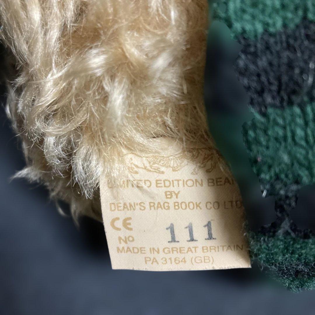 イギリス製　DEAN'S RAG BOOK 限定版ぬいぐるみ　くま