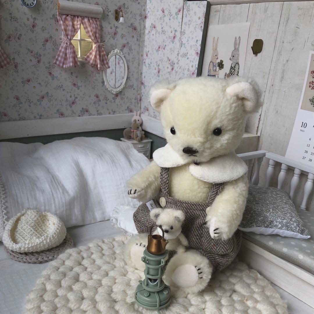 ハンドメイド　しろくまくんの冬支度　アルパカ&ウールのぬいぐるみ