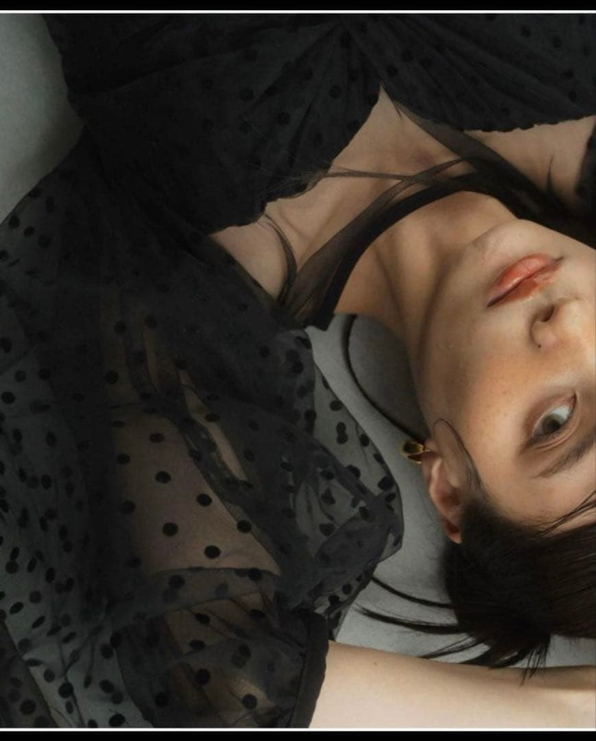 ANDRESD flocky dot pants dress【L／ブラック】