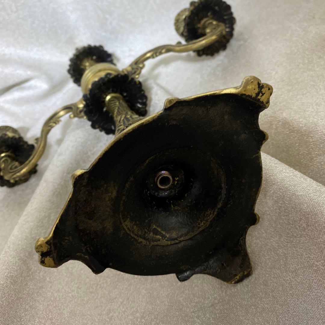 フランスアンティーク真鍮製キャンドルスタンド燭台３灯