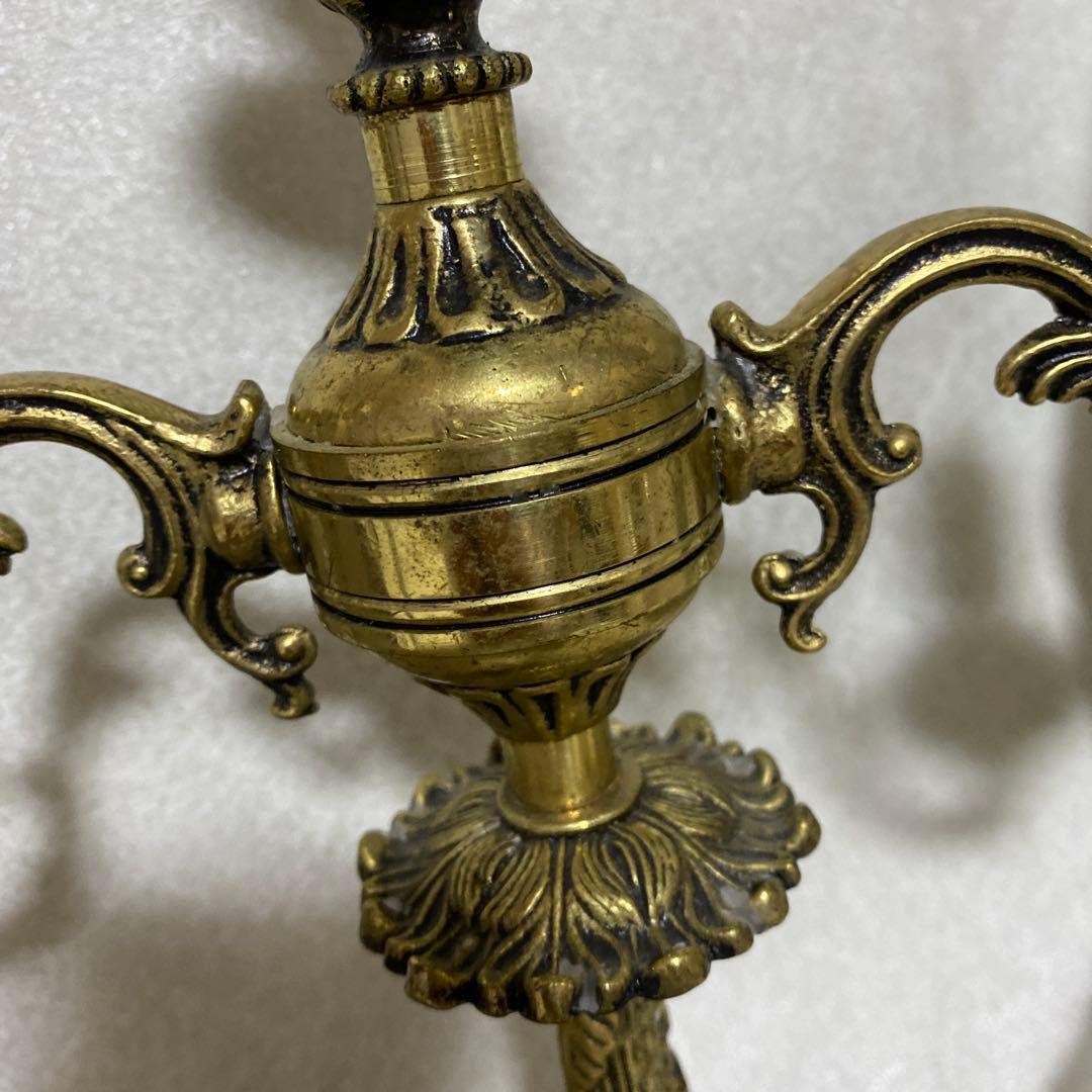 フランスアンティーク真鍮製キャンドルスタンド燭台３灯