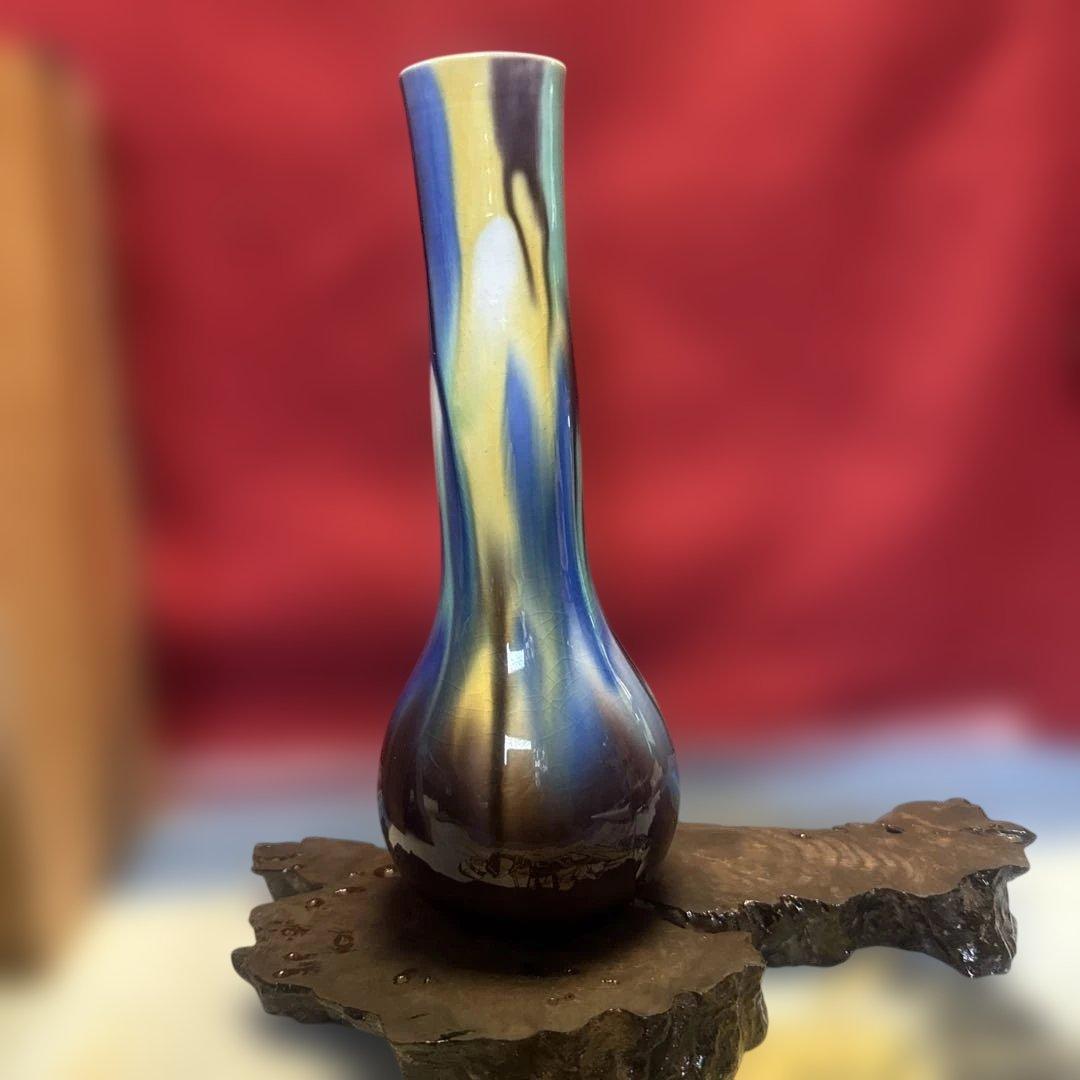 人間国宝九谷三代目八十吉(正彦)陶器花瓶　処分セール中