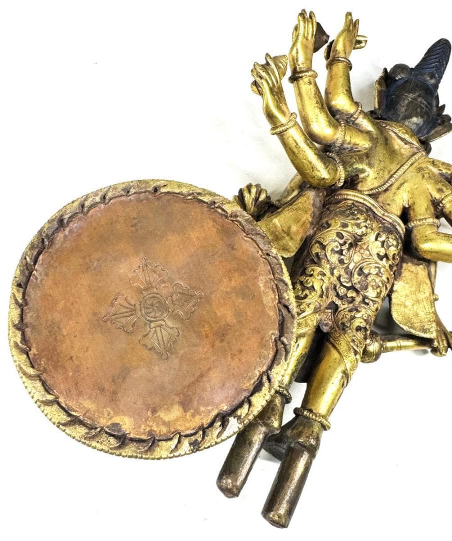 古銅鎏金八臂観音立像 伝世品仏像 仏教美術 ウブ品 入手困難骨董WWST035