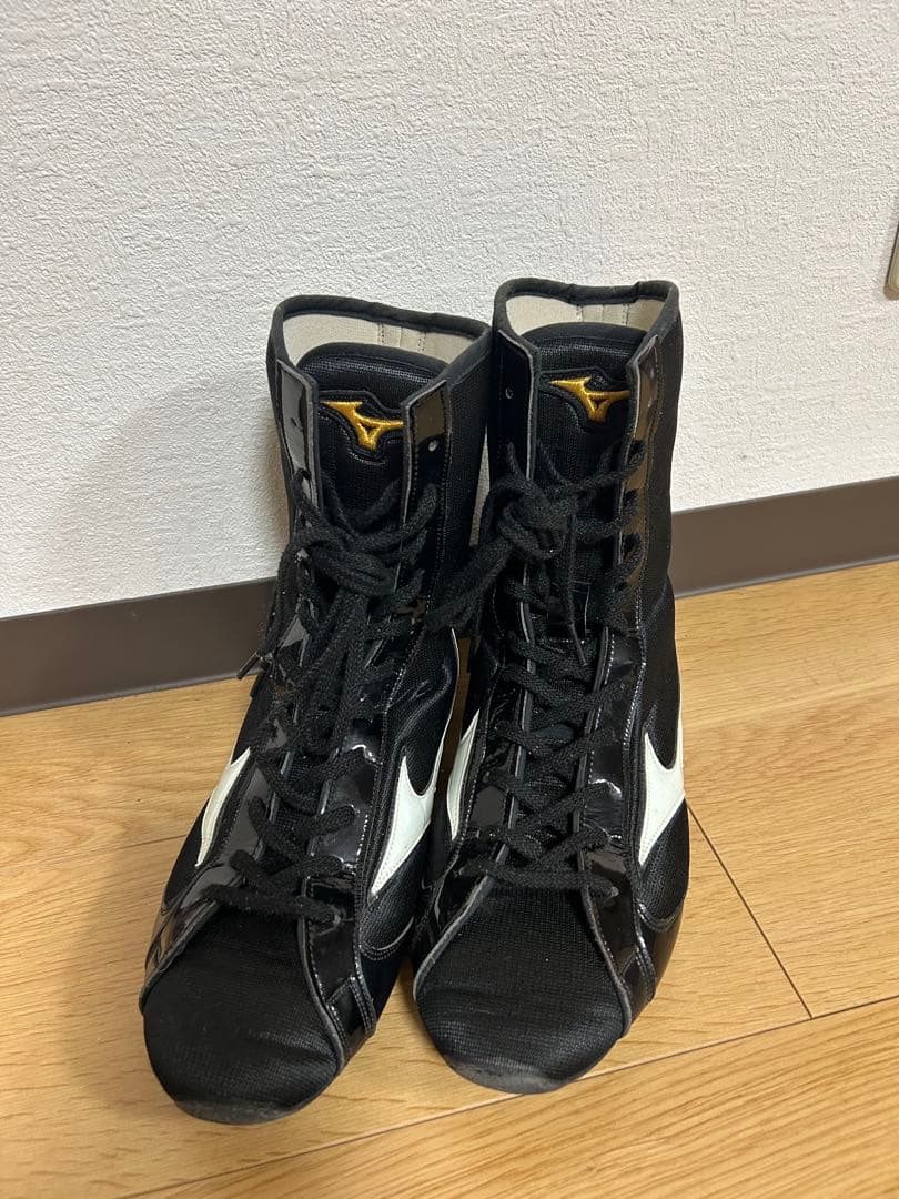 Mizuno ミズノ ボクシング(リング)シューズ 黒/白 ハイカット27cm