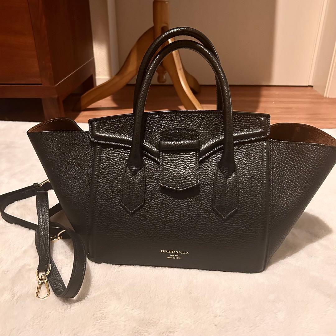 CHRISTIAN VILLA ブラックトートバッグ　ショルダーバッグ