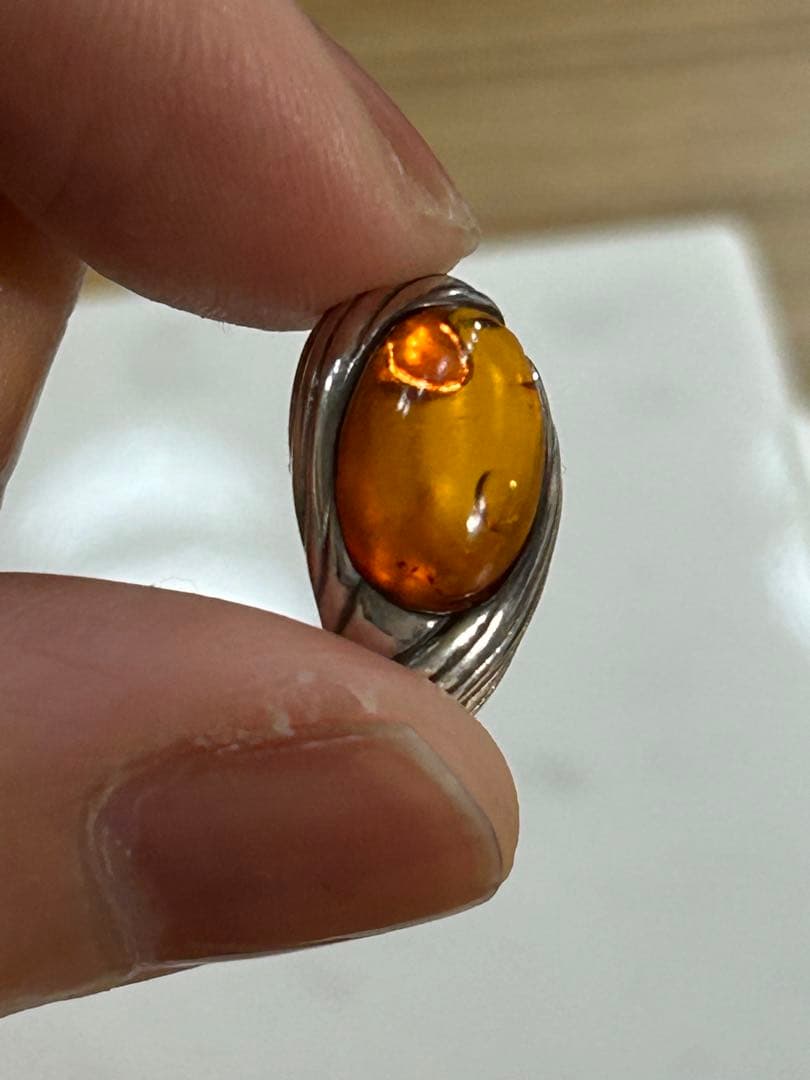 値下げ❗️北欧ヴィンテージ琥珀ピアス