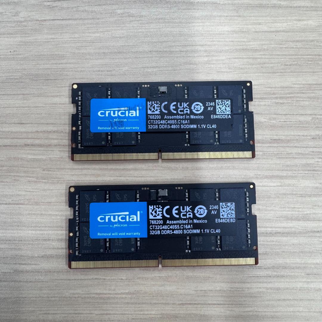Crucial 32GB DDR5-4800 メモリ 2枚 64GBセット