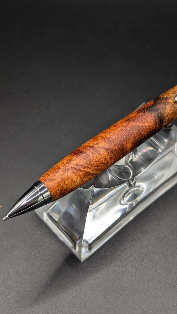 244ペン工房翌檜　花梨　紅白　源平　瘤杢　木軸シャーペン　木軸ボールペン