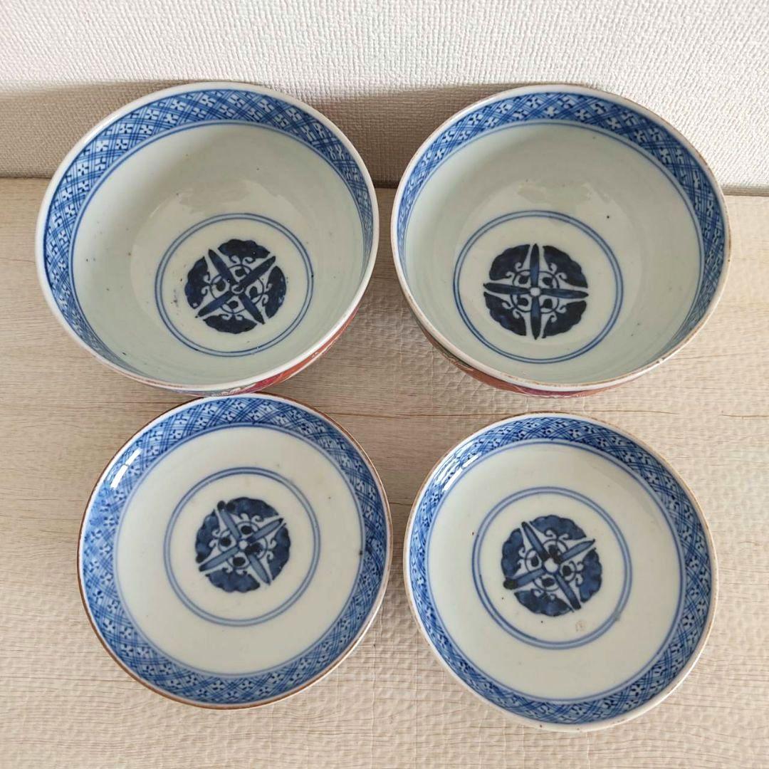 お値下げしました、2個組　古伊万里　色絵　鳳凰　飯茶碗