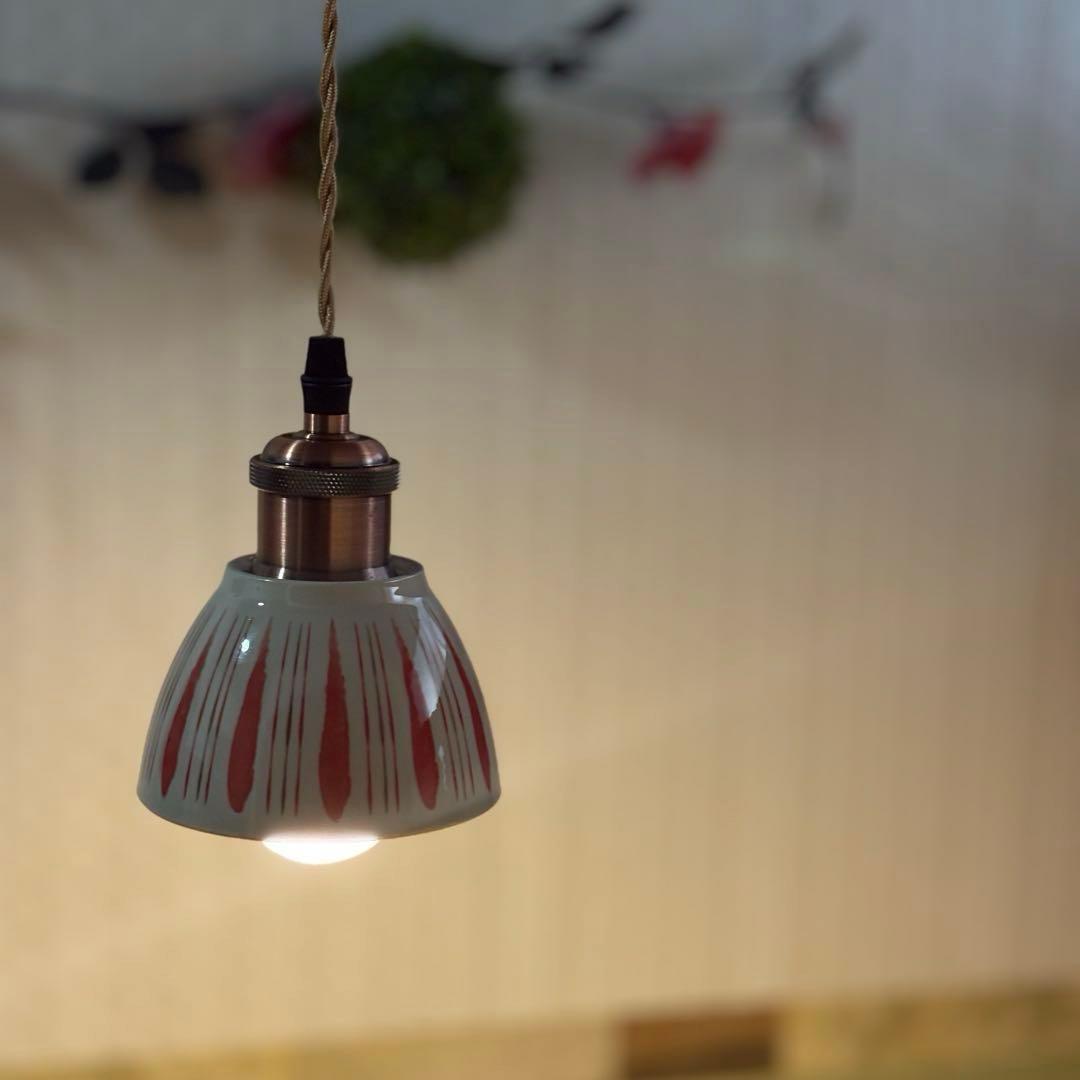逆さ ペンダントライト　おしゃれ照明　ハンドメイド　縦縞　シーリング　ライト