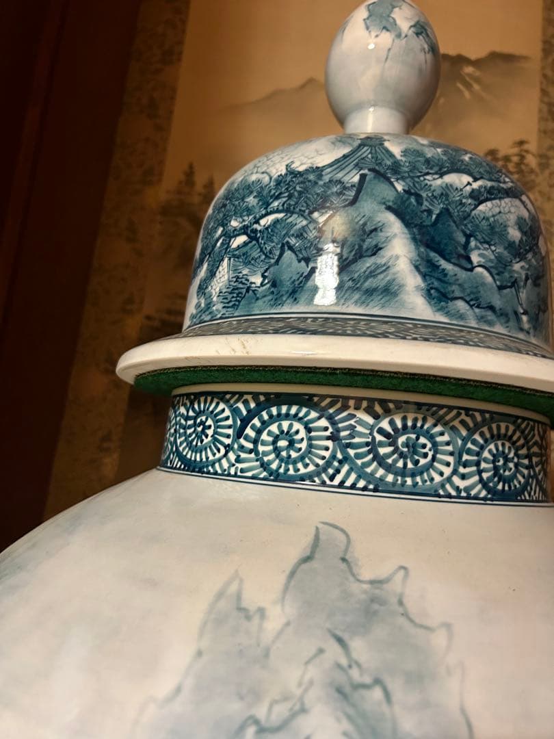 有田焼　金龍窯　博山作　115センチ　山水飾壷　沈香壺