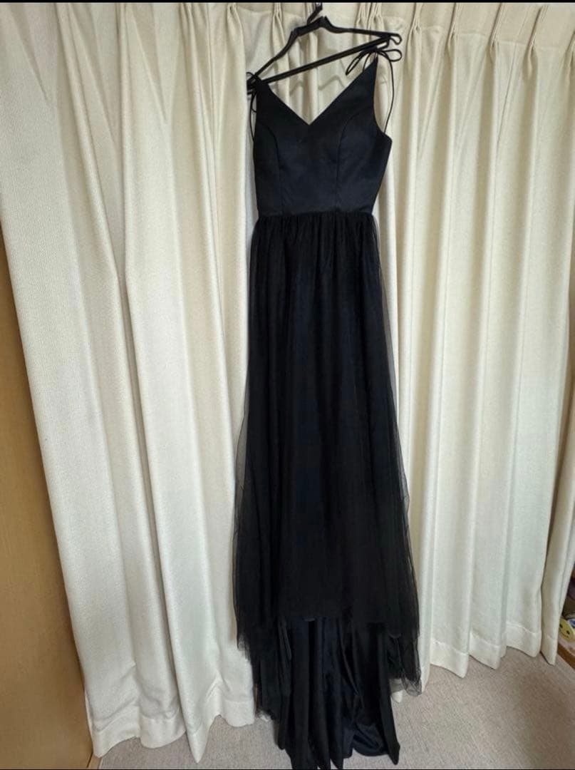 黒ドレス ブラックドレス キャミソールパーティードレス 前撮り　カラードレス