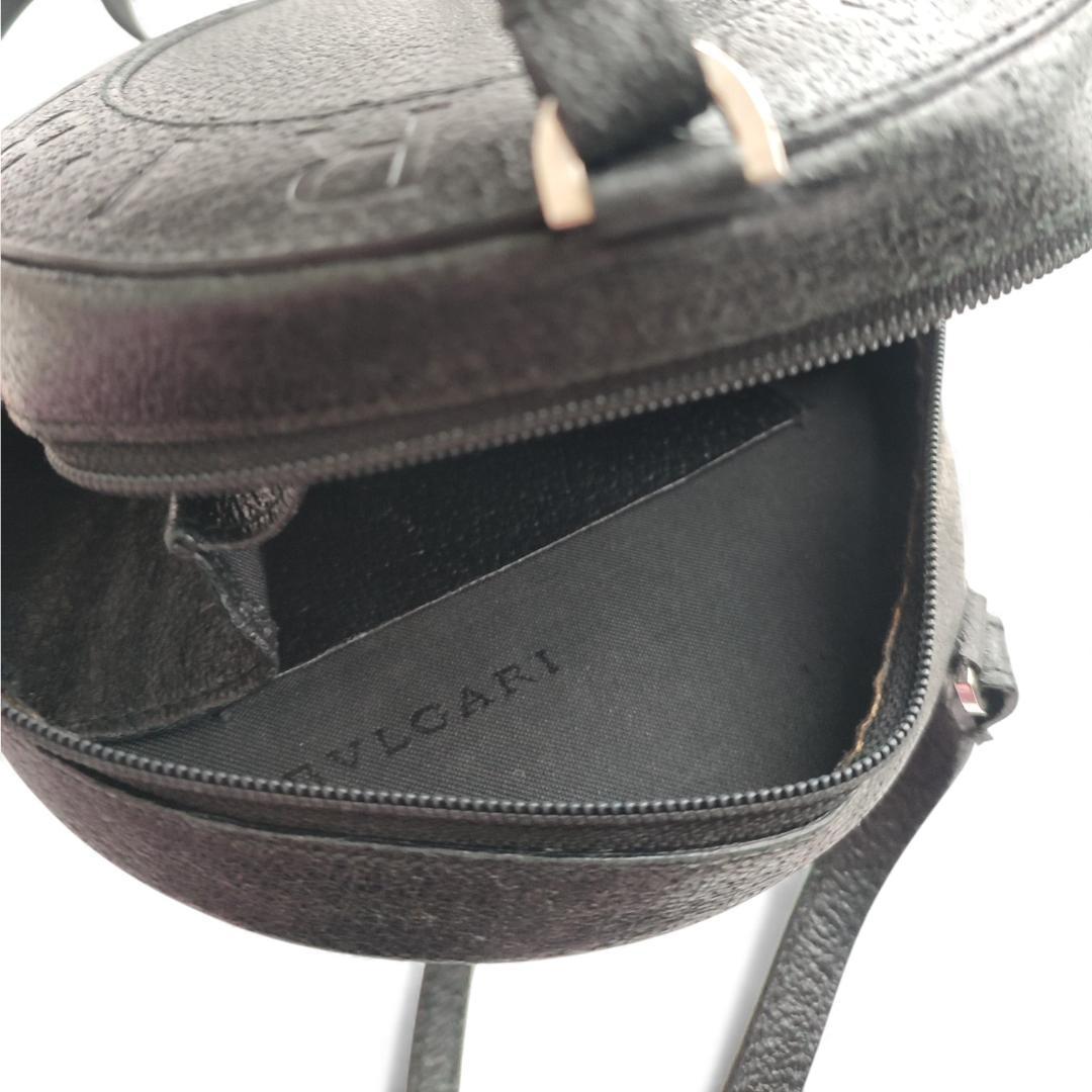 超美品 ブルガリ ミニ ショルダーバッグ ビーゼロワン ロゴ レザー ブラック