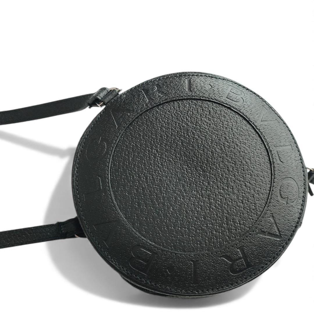 超美品 ブルガリ ミニ ショルダーバッグ ビーゼロワン ロゴ レザー ブラック