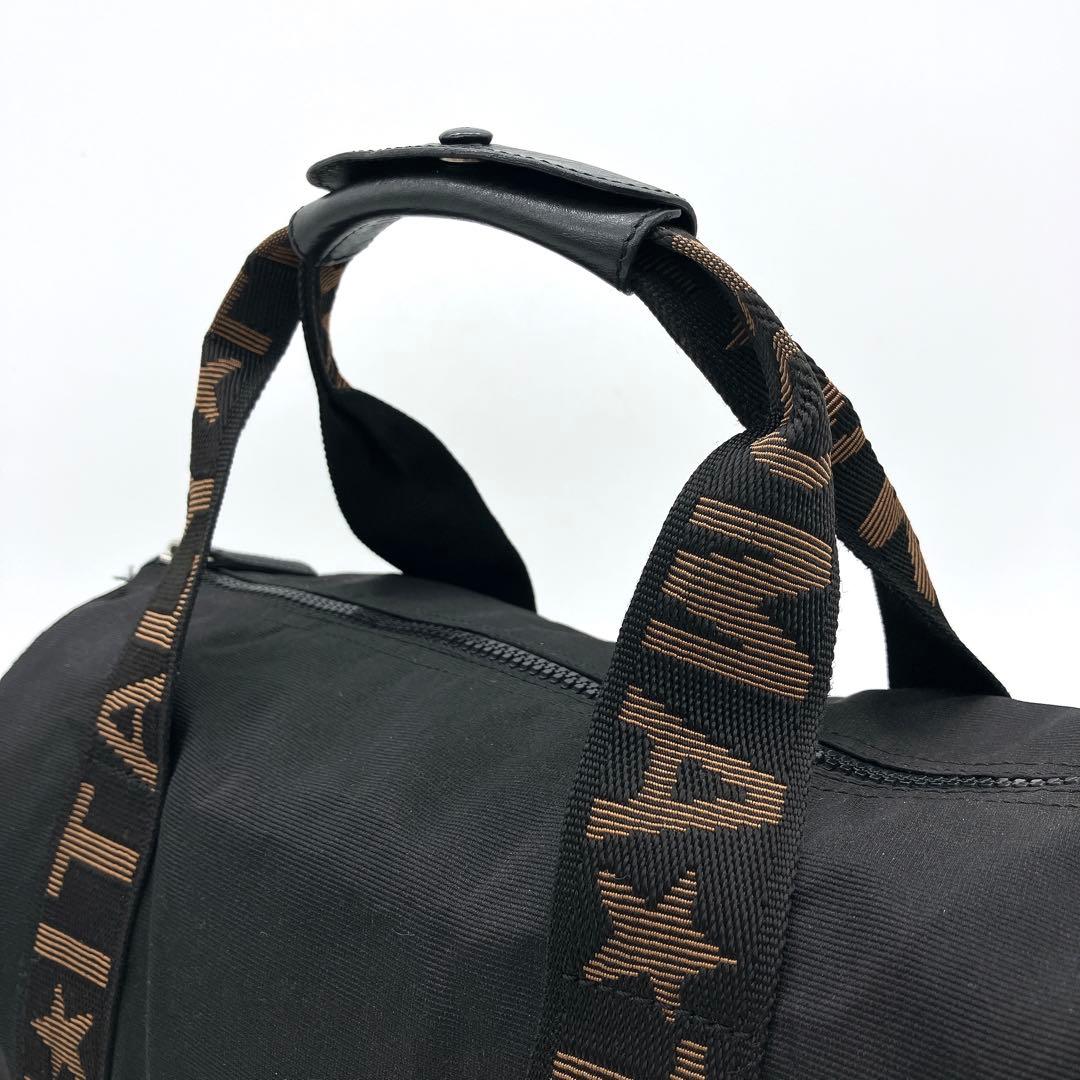 【FENDI】2wayミニボストンバッグ　ロゴライン　ナイロン　ブラック