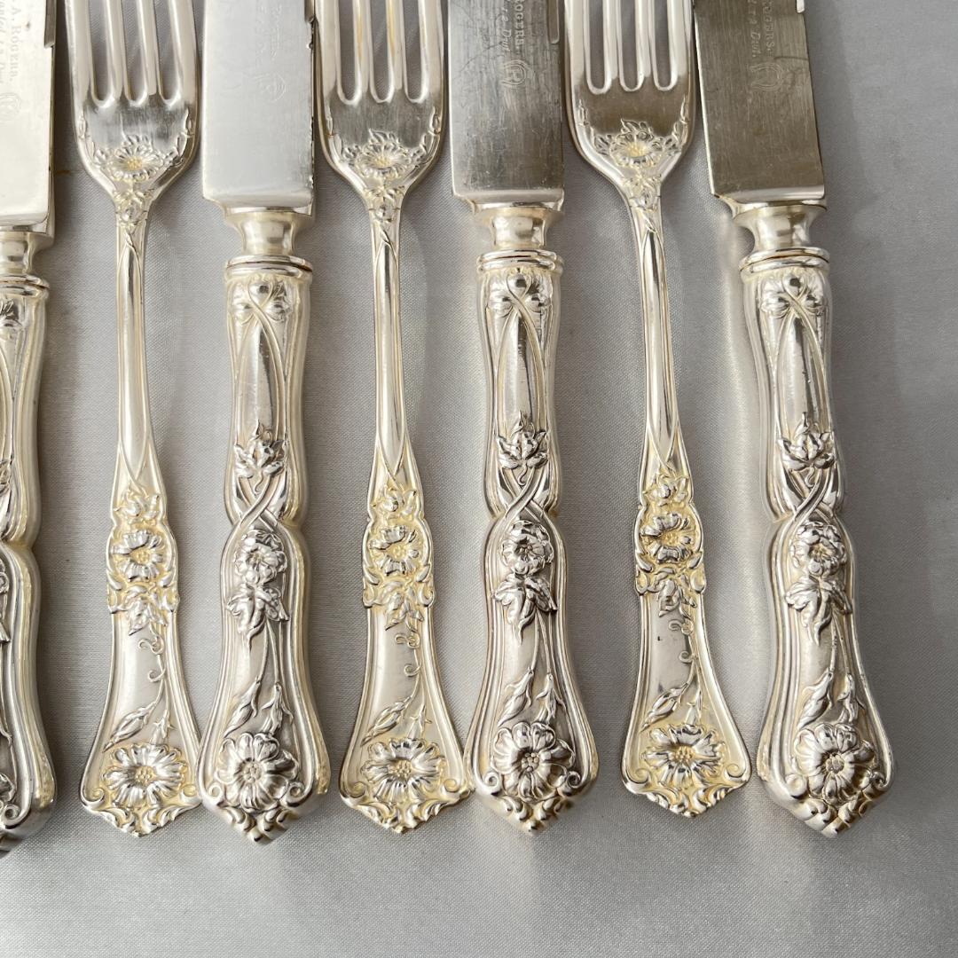 【WM A Rogers】アールヌーボー ディナーナイフ / フォーク 12本