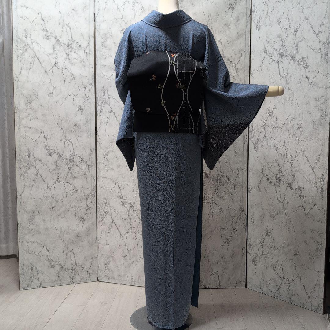 プロフ必読Happy様正絹青色 訪問着 片側模様 斜め柄