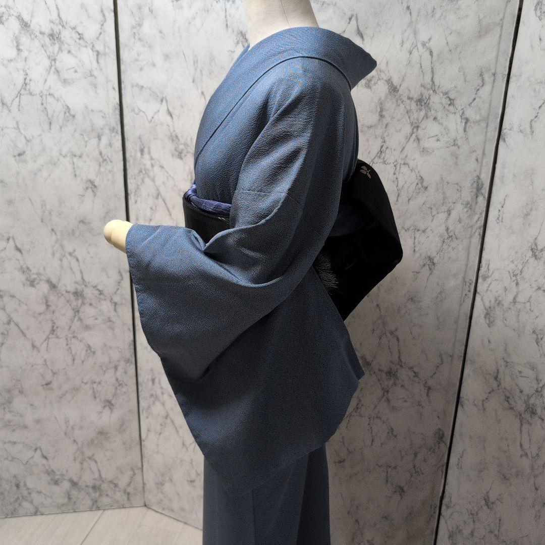 プロフ必読Happy様正絹青色 訪問着 片側模様 斜め柄