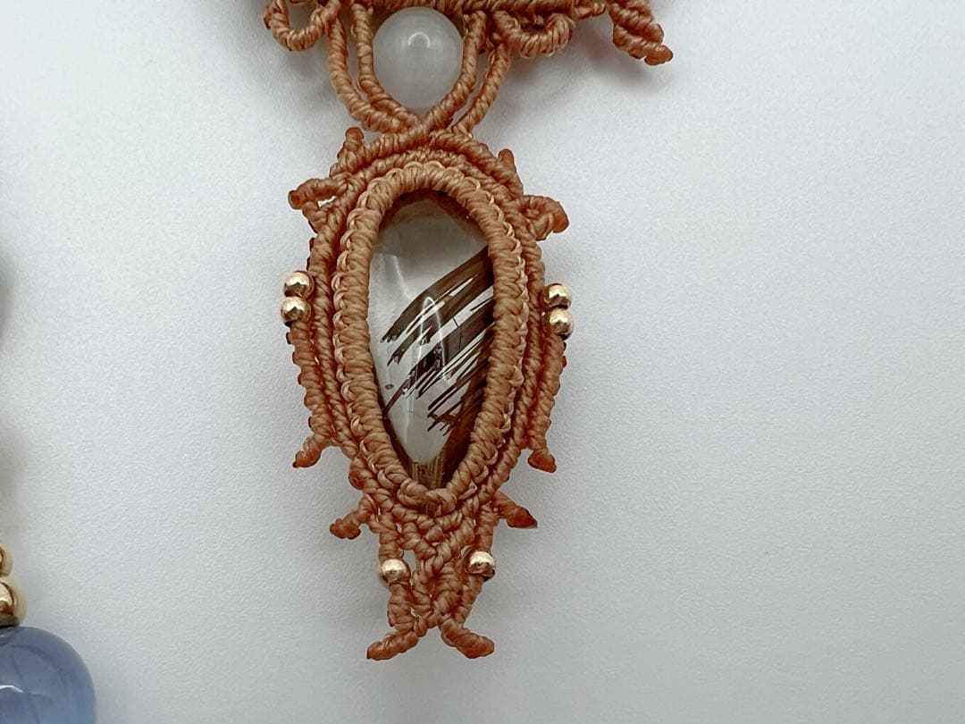 【handmade】マクラメ× ラブラドライト ルチルクォーツ ネックレス