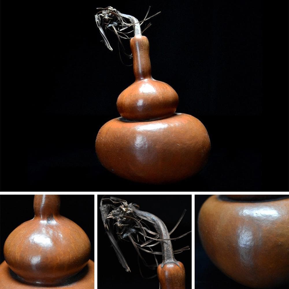 【匏】　★ 匏器 文玩葫芦 ★　清朝期　長頸 茎付 経年色艶　文房珍玩