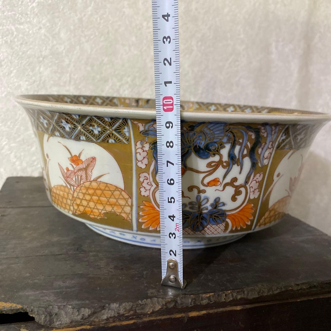 古伊万里　献上手深皿　金蘭手山水窓絵鉢