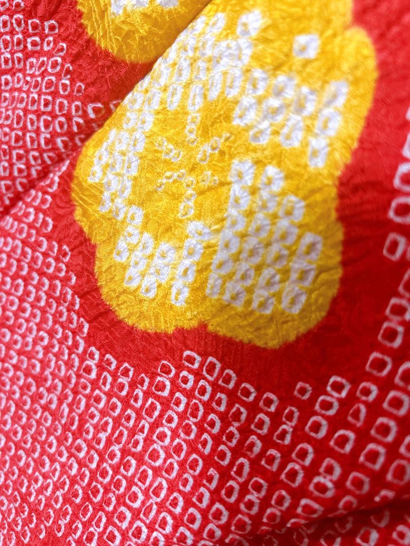 アンティーク総絞り♡七五三　3歳　女の子　フルセット　一式　赤系　レトロ着物