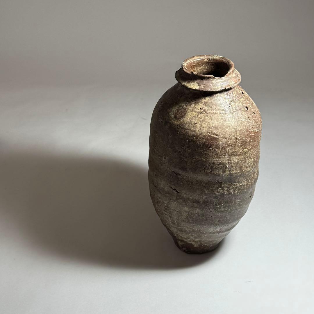 ◆粽花入 南蛮焼 焼締め 徳利 花活け 茶人好み 室町〜桃山時代◆