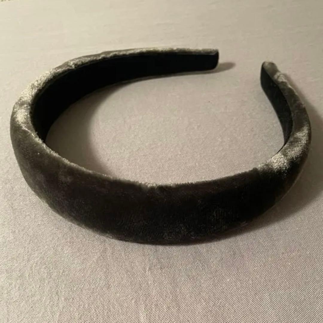 Alexandre de paris ベロアカチューシャ 2.5cm幅 グレー