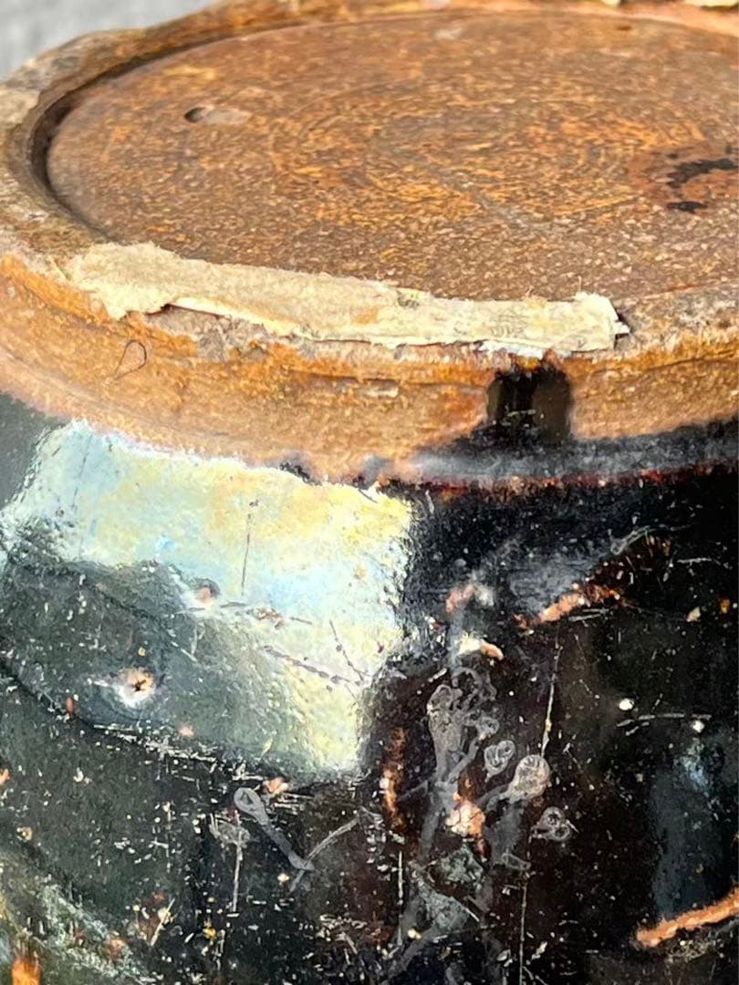 古い壺 骨董品 古美術 時代物 希少品 黑釉薬 中国？李朝？日本？