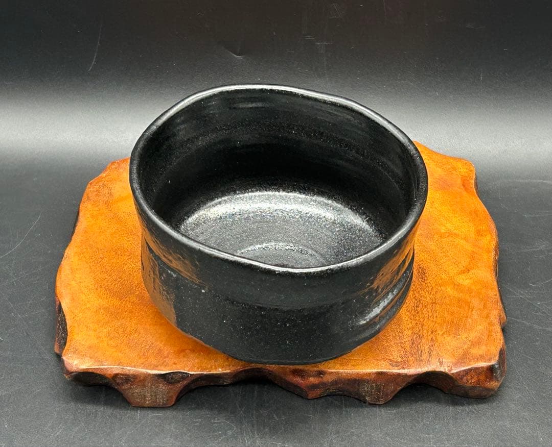 陶器　茶道具　美濃焼　黒織部　白土窯　茶碗　未使用品