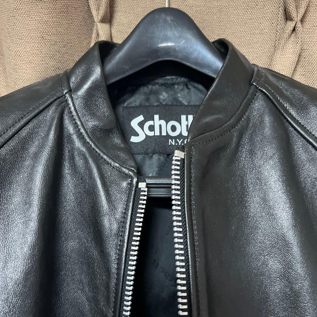 Schott ブラックレザー シングルライダース