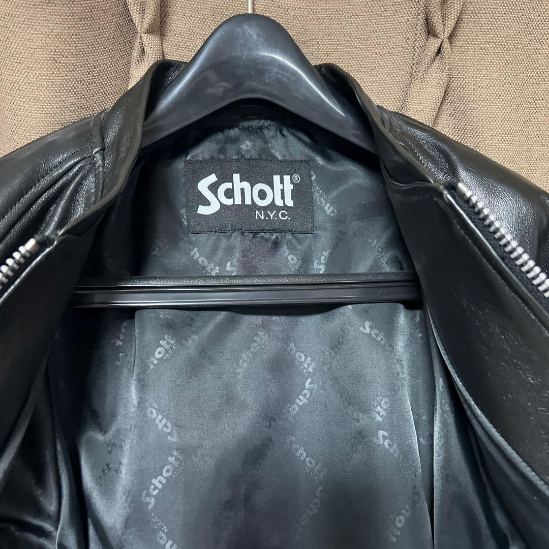 Schott ブラックレザー シングルライダース