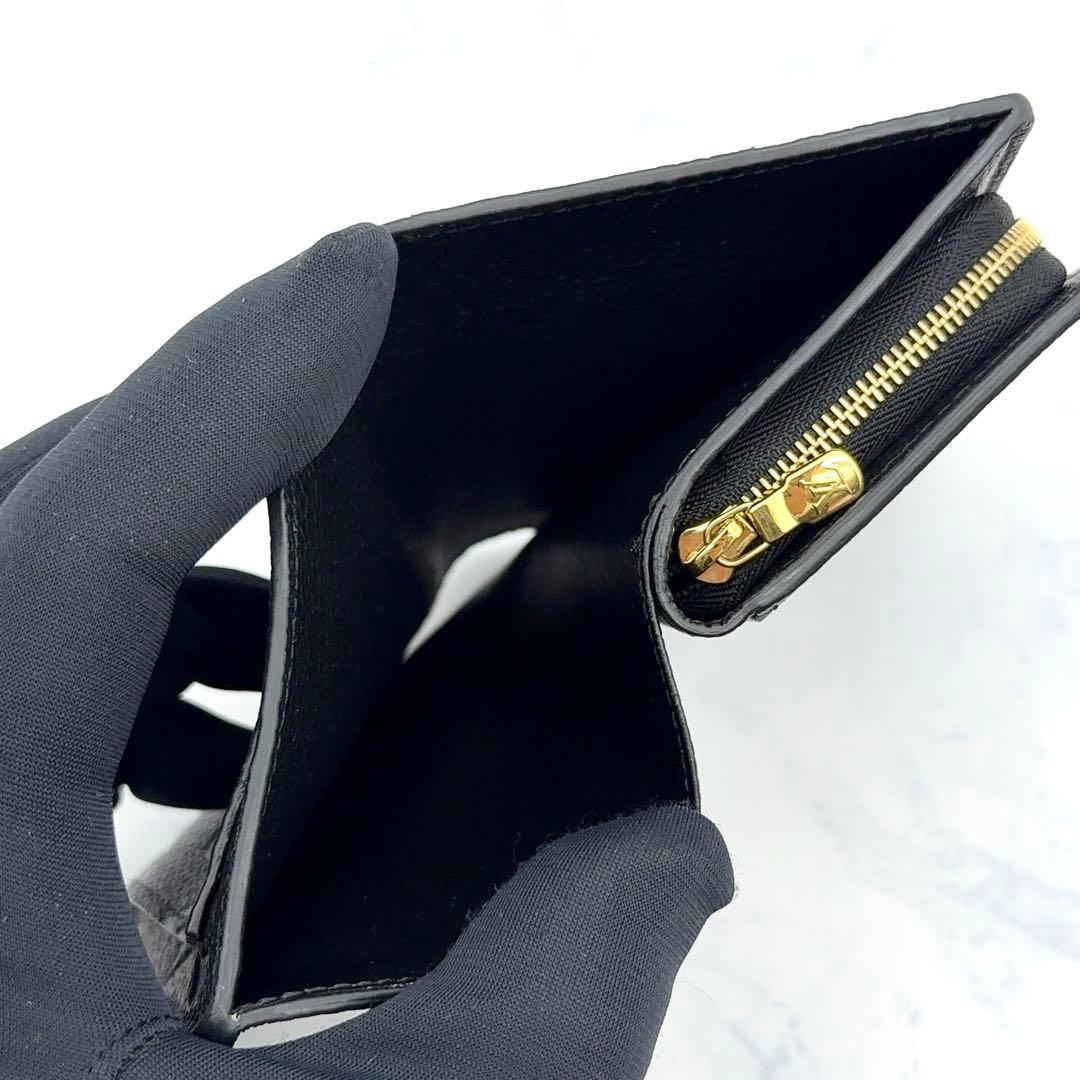 【新品級】ルイヴィトン ポルトフォイユ クレア アンプラント 黒 三つ折り財布