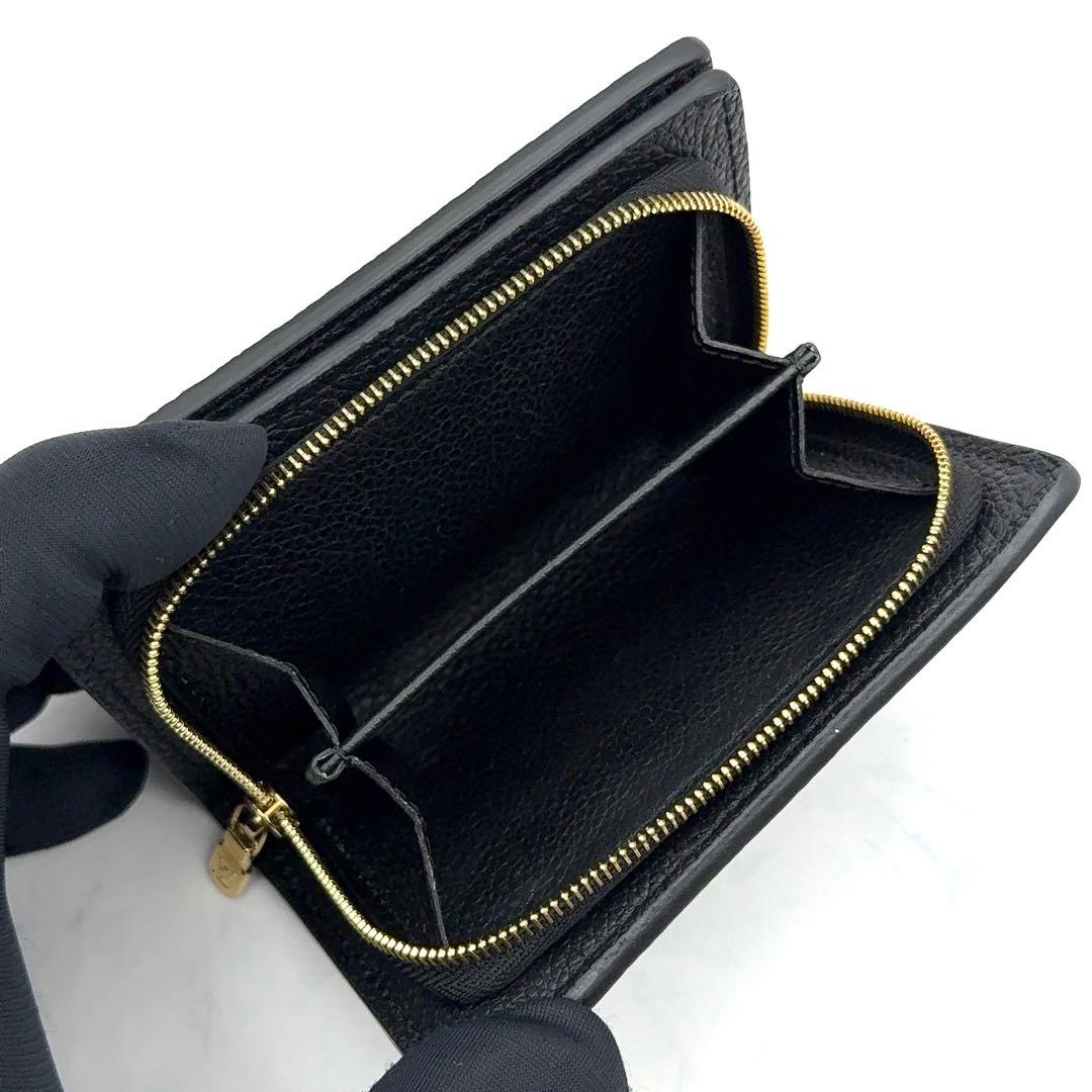 【新品級】ルイヴィトン ポルトフォイユ クレア アンプラント 黒 三つ折り財布