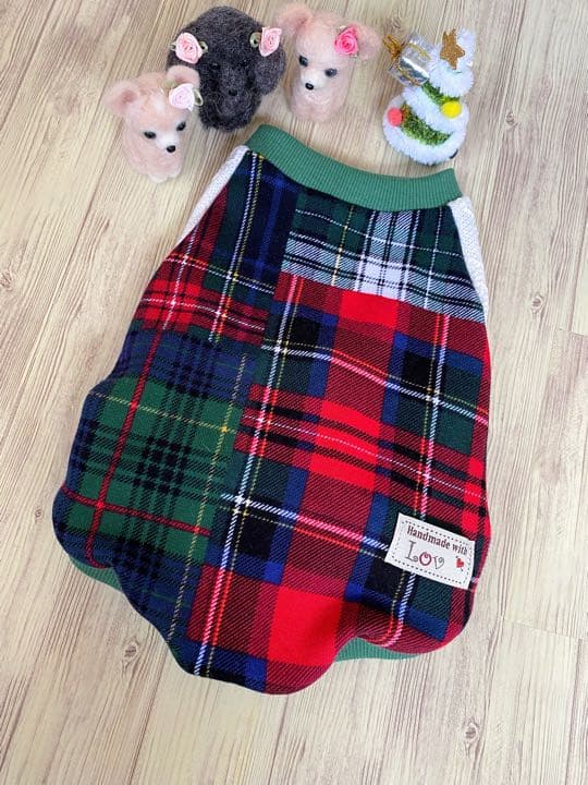 犬服  ラグラン Xmasカラー   ꒡̈⃝Lily꒡̈⃝ハンドメイド