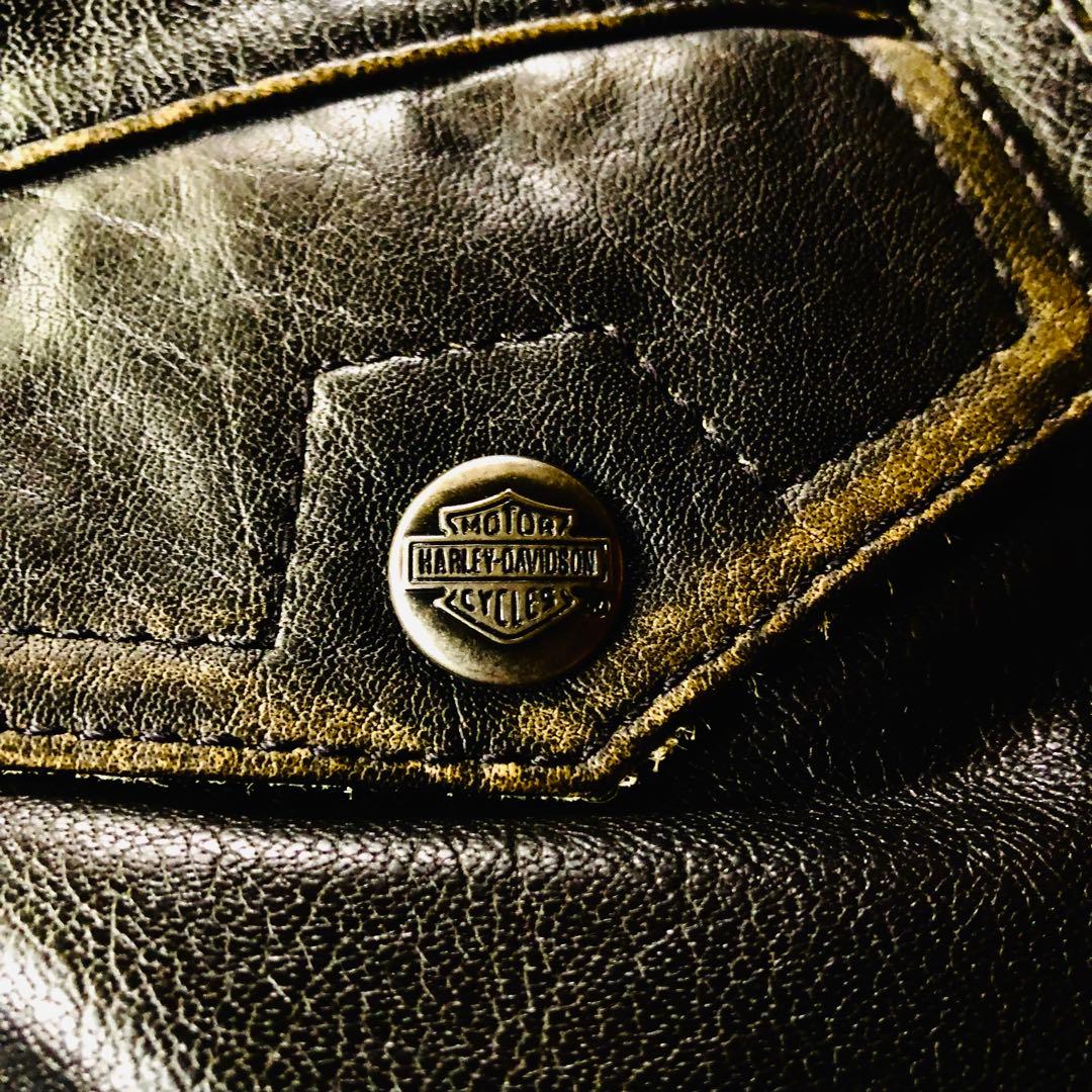 9.5万✨未使用 ハーレーダビッドソン ライダースジャケット 刺繍 ブラック L