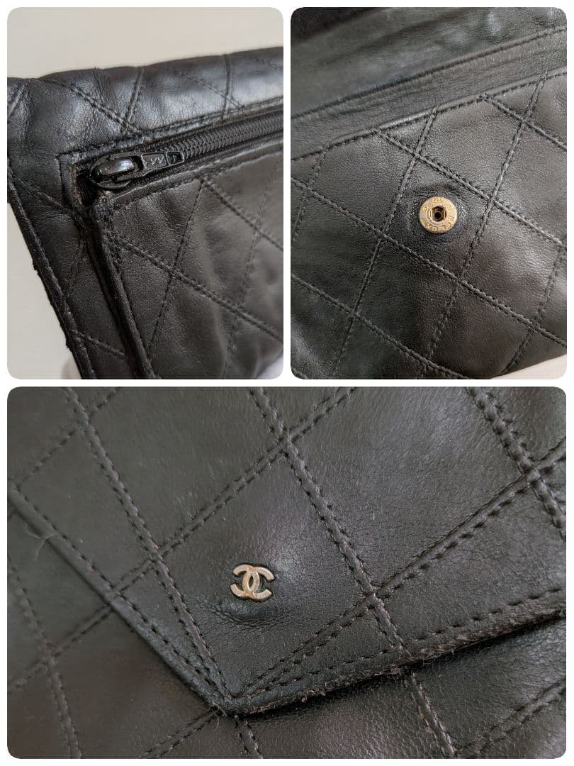 シャネル　ビコローレ　ラムスキン　黒 ミニ財布　カードケース　ケース