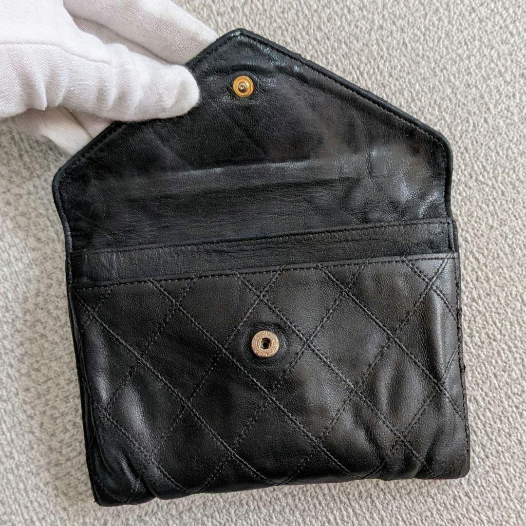 シャネル　ビコローレ　ラムスキン　黒 ミニ財布　カードケース　ケース