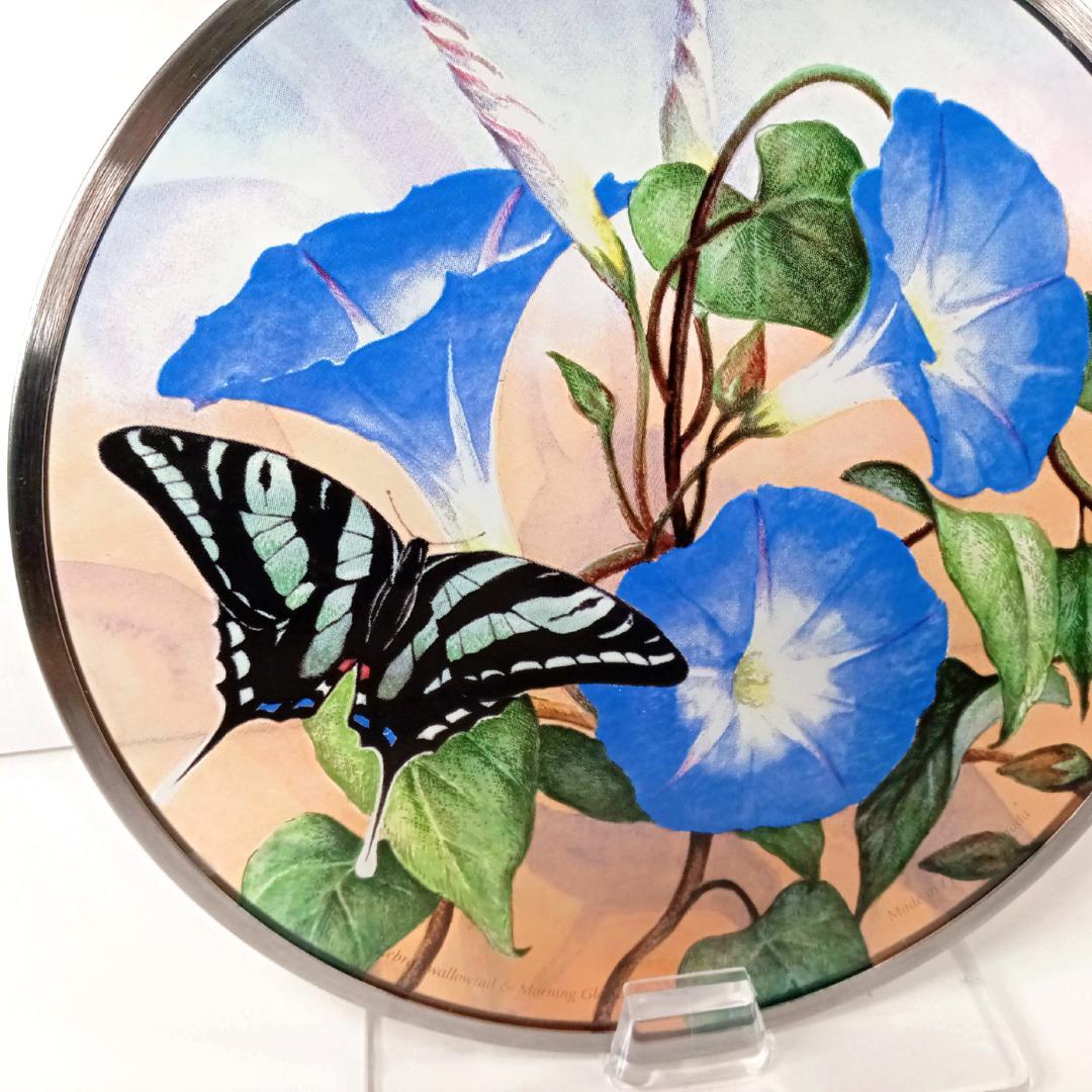 新品 夏・ゼブラアゲハ蝶と朝顔 カナダ・ステンドグラス社　ちょうちょ　あさがお