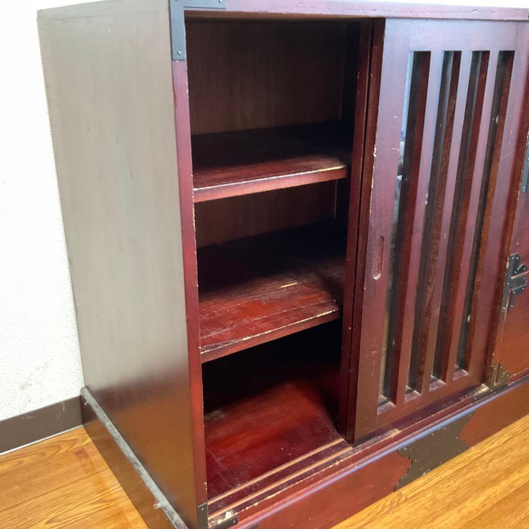 アンティーク調和風木製箪笥 引き出し3つ ダークブラウン